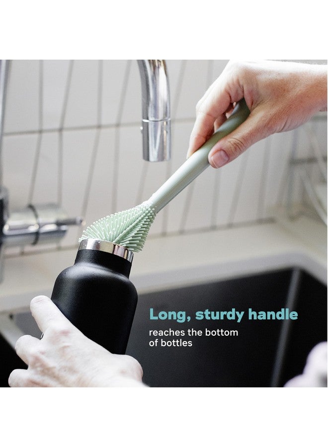 ezpz ezpz Bottle Brush (Sienna) - Silicone Bottle Cleaning Tool with Long Sturdy Handle - Flexible Top for Tight Spaces - Gently Cleans Cups, Glasses, Bottles and Accessories - Suction Base, BPA-Free - Image 2