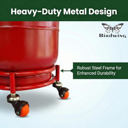 BIRDWING 2 Pcs Heavy Gas Cylinder Trolley with Durable Anti-Jamming Wheels for Home & Kitchen | Smooth Mover Cart for Utility | Heavy Duty 4-Wheel Steel Gas Cylinder Stand for Kitchen ( Pack Of 2 ) - Image 2