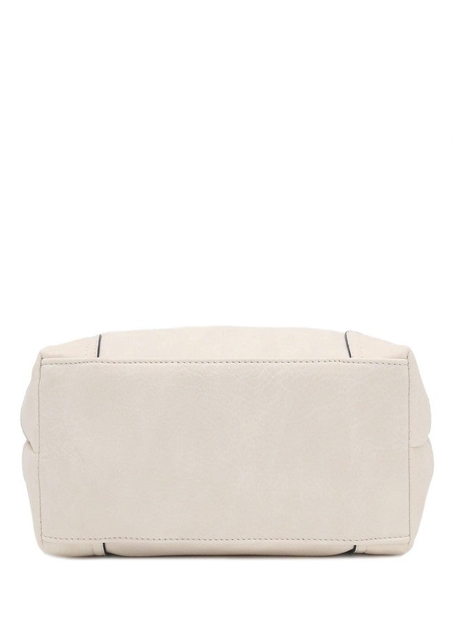 Alyssa Hobo Shoulder Bag with Big Snap Hook Hardware, Ivory - Image 4