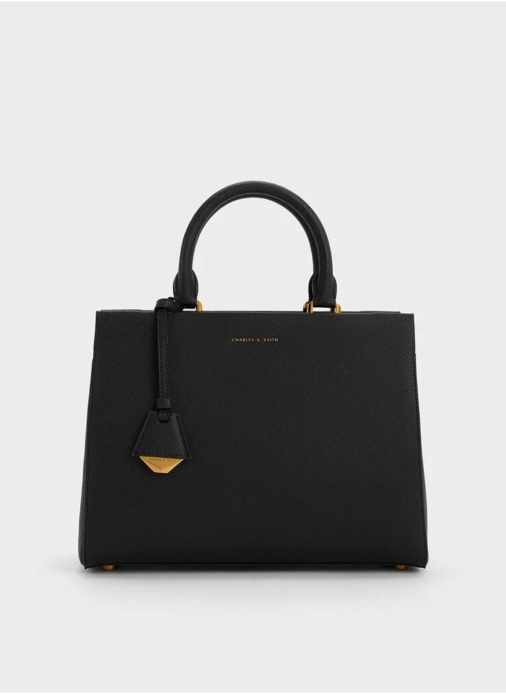 Charles & Keith Charles & Keith Mirabelle Structured Top Handle Bag & Shoulder Bag & Crossbody Bag - Black  - Image 1