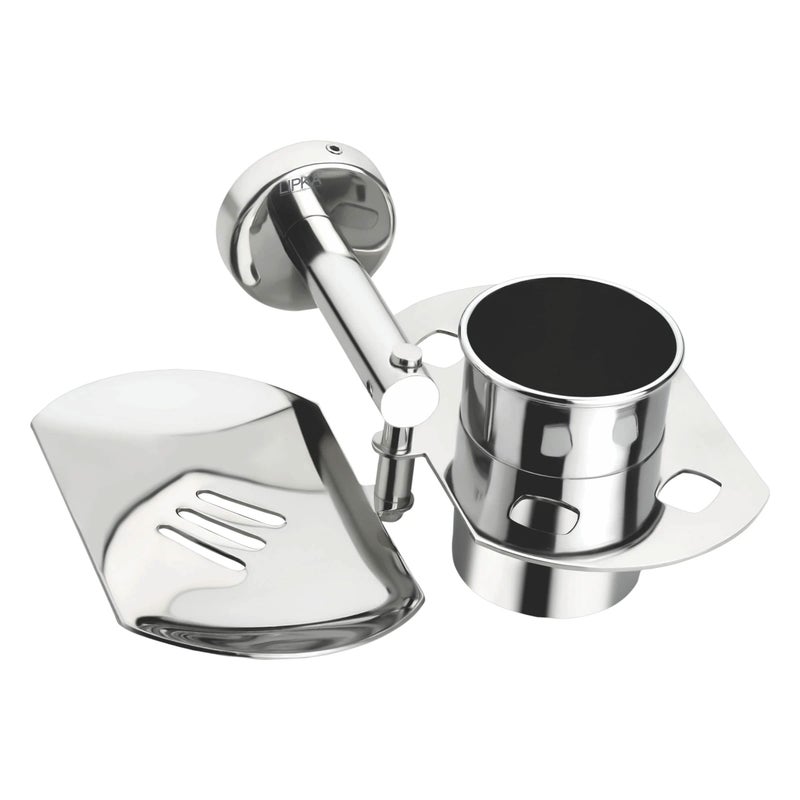 LIPKA Soap Dish with Tumbler Holder from Metro Series| Premium Stainless Steel Bathroom Combo Set| Glossy Finish Soap Stand Set with Toothbrush Holder - Image 3