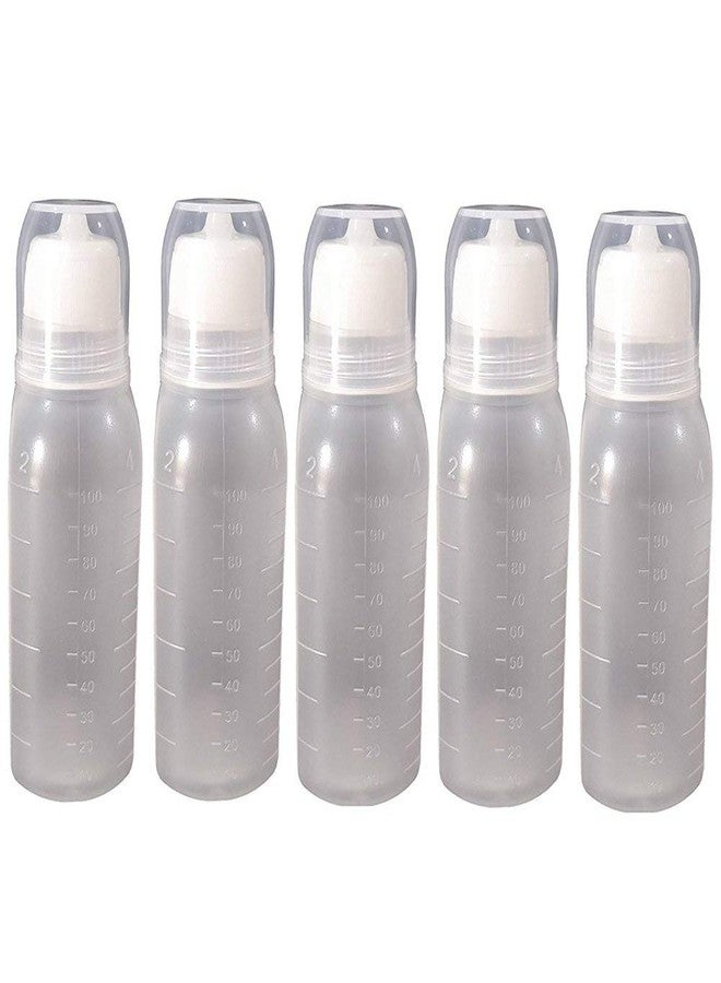 SEVEN HORSE TECH® Plastic Bottle - 100 ml, 5 Pieces, Clear, Suitable for Travel with Rotary Cap/Cover for Better Seal Shut fit, fit for Hair Oils, lotions and Other Liquid - Image 2