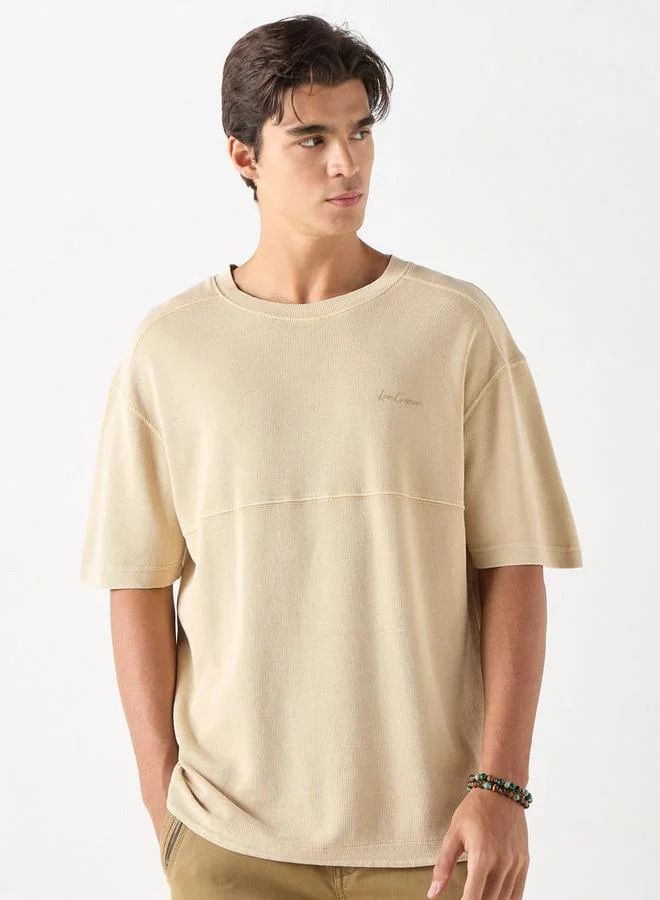 Lee Cooper Ribbed Crew Neck T-shirt with Short Sleeves