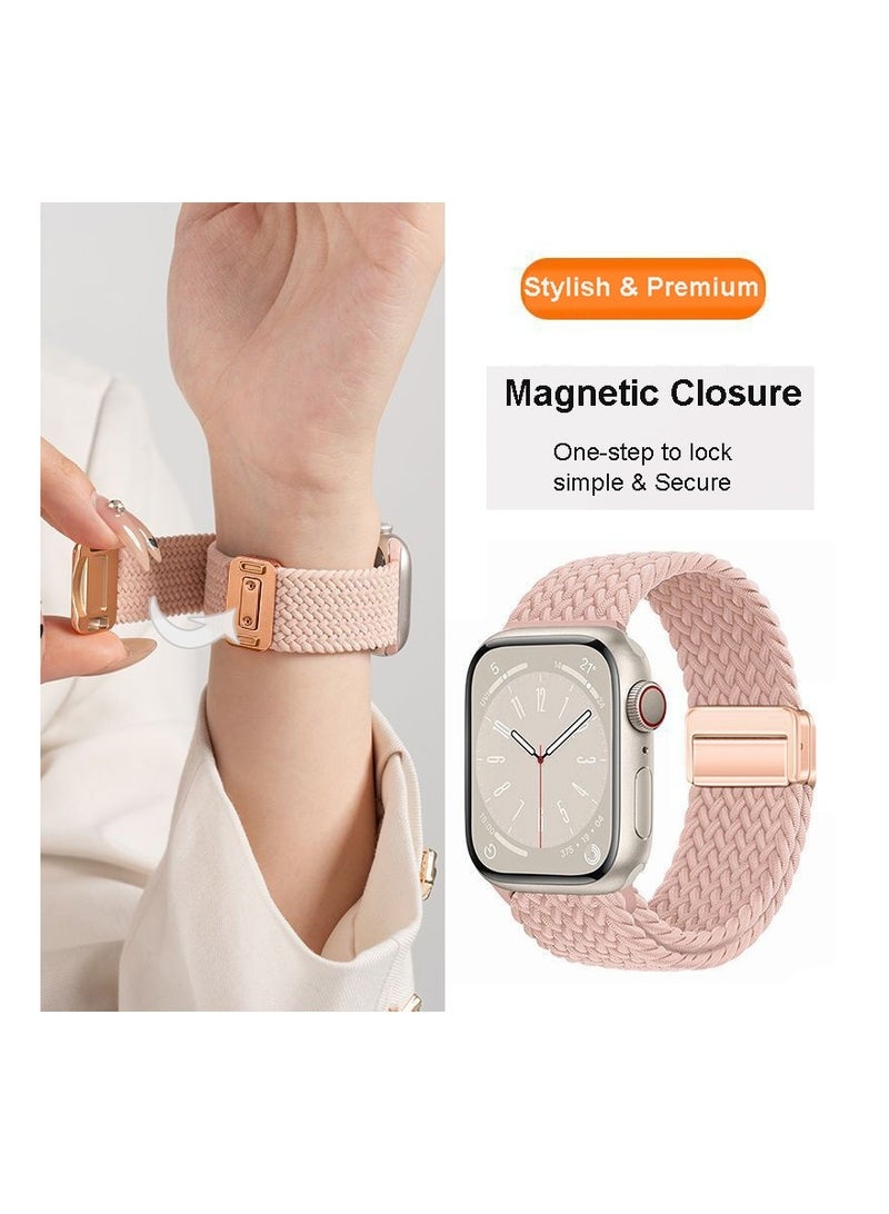 2pcs Pack Braided Magnetic Clasp Band Compatible with Apple Watch, for 44mm 45mm 46mm 49mm, Soft Nylon adjustable Sport Strap for iWatch Series 11 10 9 8 7 6 5 4 3 SE Ultra - Image 4