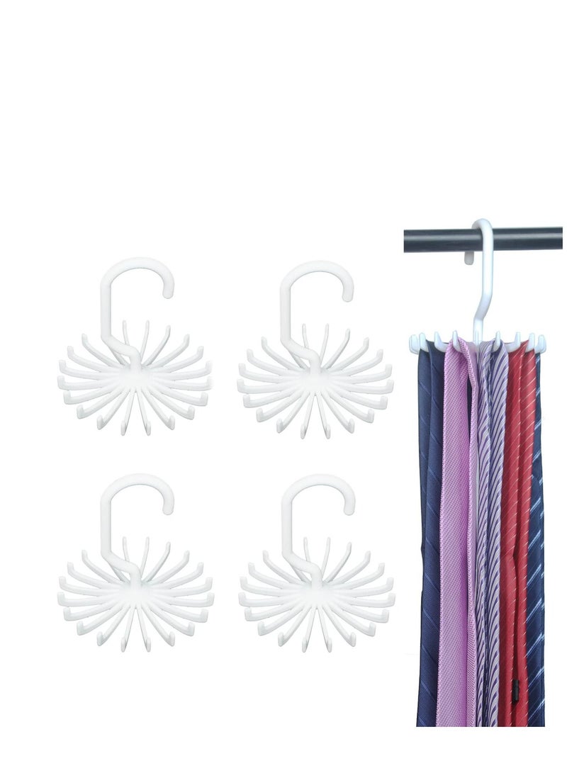 Y&D Multifunctional Tie Rack, 20-Claw Hanger, 4.4 Inches Large Size Twirl Plastic Ties Hanger for Women Men Home Bedroom Supplies Rotating Belt Scarf Holder Hook Closet Storage (8 Pack White)… - Image 1