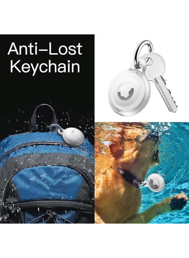 Jetech 4 Pack Waterproof Case For Airtag With Keychain Full Body Anti Scratch Air Tag Keyring Holder Cover For Kids Pet Collar Keys Luggage Bags Black Clear Green Purple - Image 3