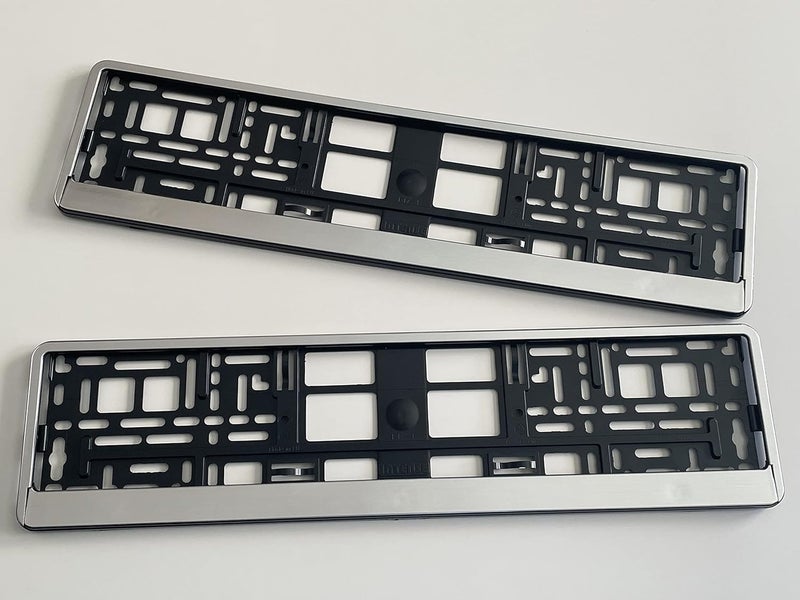 إنتنس 2 x Racing Systems حامل لوحة أرقام بمظهر الفولاذ المقاوم للصدأ المصقول 520 × 110 مم إطار لوحة سيارة أسود / مظهر فولاذ مقاوم للصدأ - Image 3
