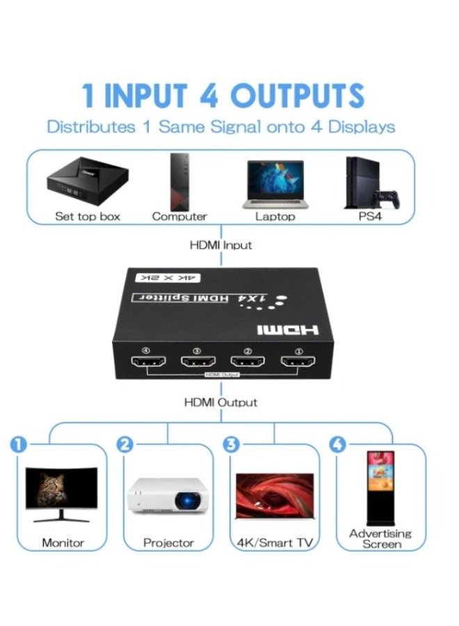 Haing موزع HDMI 4Kx2K 1x4 مدخل 1 مخرج 4 4K مع موزع UHD 1.4V - Image 3