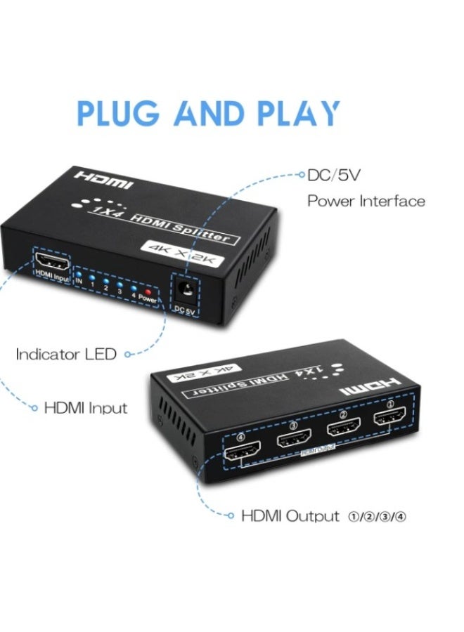 Haing موزع HDMI 4Kx2K 1x4 مدخل 1 مخرج 4 4K مع موزع UHD 1.4V - Image 4