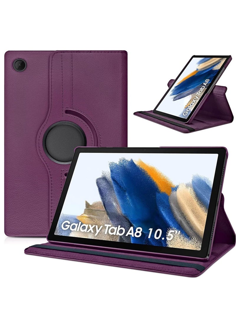 ELTRAZONE Case Compatible with Galaxy Tab A8 10.5" Case (SM-X200/X205/X207), Galaxy Tab A8 Case 10.5 inch,Auto Sleep/Wake 360° Rotating Stand Folio Leather Case for Tab A8 2022 (Purple) - Image 1