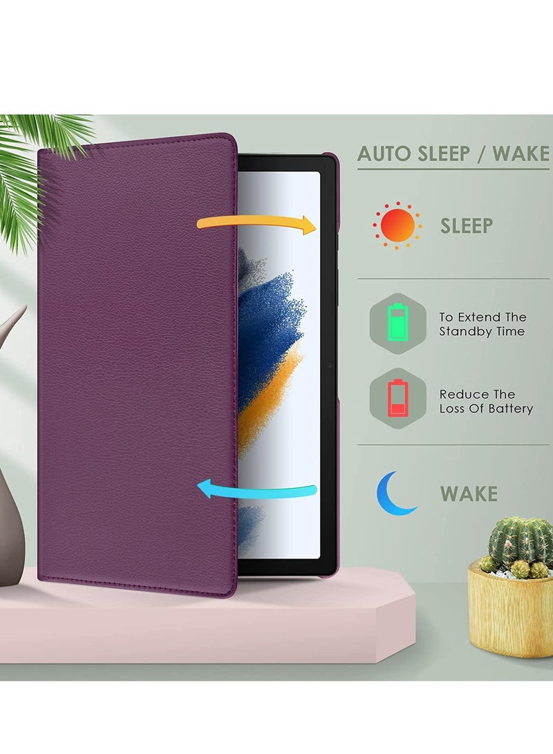 ELTRAZONE Case Compatible with Galaxy Tab A8 10.5" Case (SM-X200/X205/X207), Galaxy Tab A8 Case 10.5 inch,Auto Sleep/Wake 360° Rotating Stand Folio Leather Case for Tab A8 2022 (Purple) - Image 3