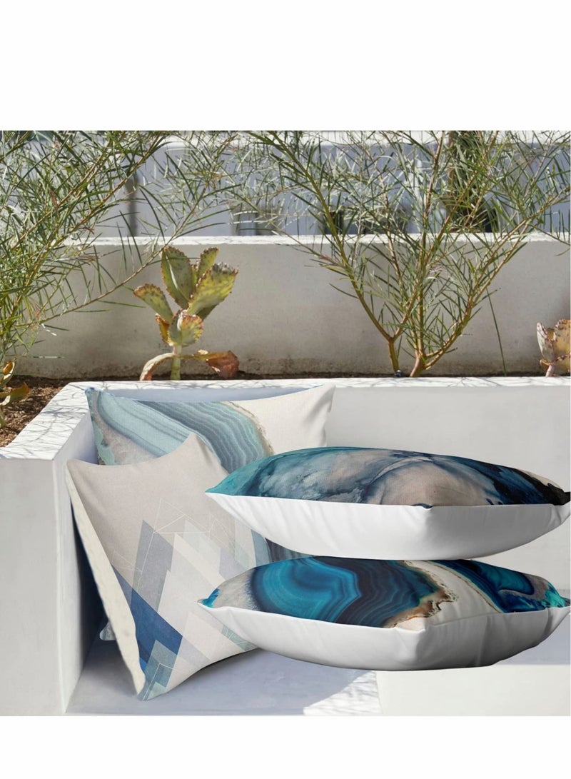 كابتن تيك Pillow Covers Set of 4, Modern Sofa Throw Cover, Decorative Outdoor Linen Fabric Case for Couch Bed Car 45x45cm - Image 4