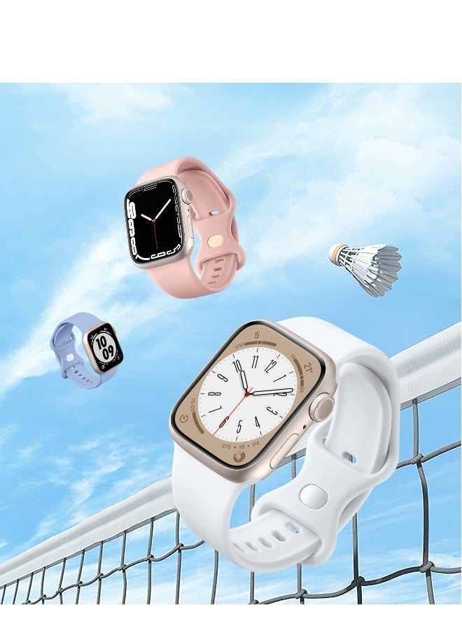 Breathable Silicone Watch Bands Compatible with Apple Watch - Multiple Sizes for Series 8 7 6 5 4 3 2 1 SE,45mm 41mm 40mm 38mm 44mm 42mm 49mm- 6 Pack Variety Set - Image 5