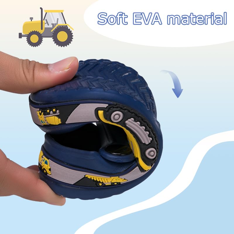 DRECAGE Toddler Clogs Kids Clogs for Girls Boys Slip on Garden Clogs Slide Sandals Waterproof Beach Pool Shoes Slipper Darkblue Digger Little Kid 11 - Image 4