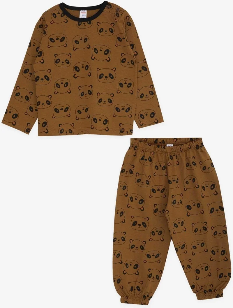 Breeze Baby Boy Pajama Set, Panda Patterned, 9 Months-3 Years, Light Brown