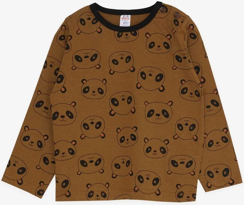 Breeze Baby Boy Pajama Set, Panda Patterned, 9 Months-3 Years, Light Brown