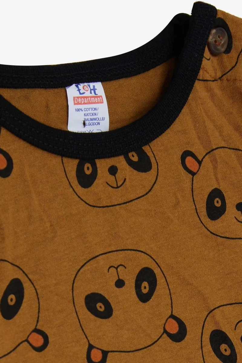 Breeze Baby Boy Pajama Set, Panda Patterned, 9 Months-3 Years, Light Brown