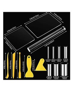 Excefore 15 PCS Polymer Clay DIY Tool Set Includes Acrylic Roller Sheets Plastic Scraper Backing Board Stainless Steel Round Circle Shape Cutter Modeling  - Image 4