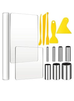Excefore 15 PCS Polymer Clay DIY Tool Set Includes Acrylic Roller Sheets Plastic Scraper Backing Board Stainless Steel Round Circle Shape Cutter Modeling  - Image 1