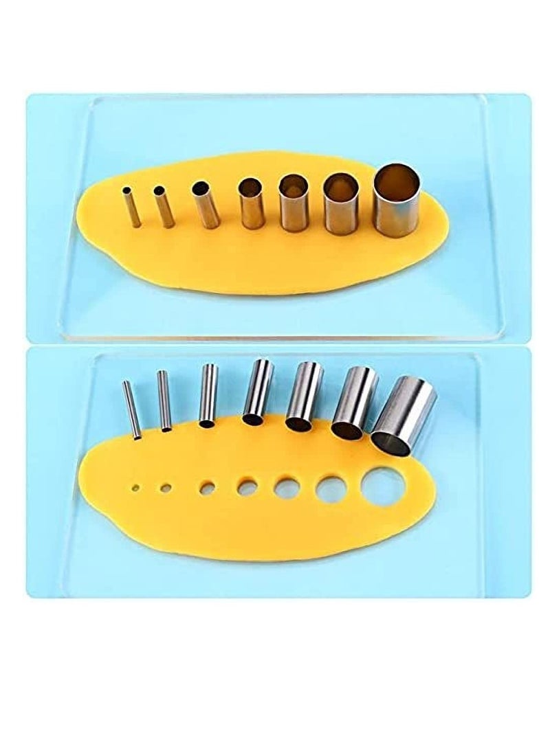 Excefore - 15 PCS Polymer Clay DIY Tool Set Includes Acrylic Roller Sheets Plastic Scraper Backing Board Stainless Steel Round Circle Shape Cutter Modeling - Image 1