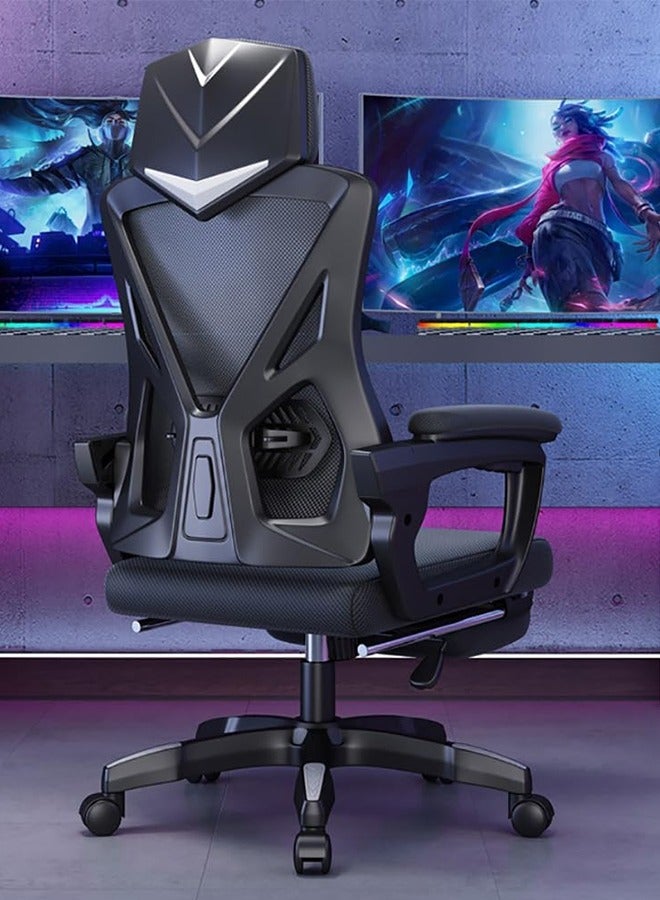 Working Office Chair Ergonomic Mobile Office Chair High Back Mesh Adjustable Headrest Silla De Oficinas Portable Furniture(z1 black)
