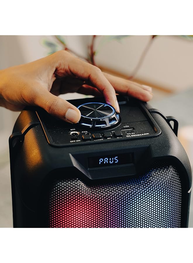 Olsenmark 2X4 Inch Bluetooth Party Speaker Built In Lights Omms1289 Rechargeable Karaoke Machine Works With Bt Aux Fm Usb Tf Card 200W Pmpo Party Speaker - Image 3