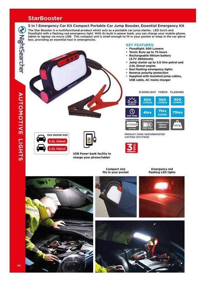 Generic Star Booster  Rechargeable Car Jump Starter (with Torch, Flood and Red Flashing Light)  - Image 2