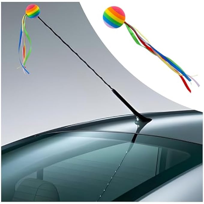 rayihni Rainbow Antenna Balls for Cars Antenna Topper,Fashion Car Accessories of Car Antenna Toppers for Vehicles,Personalized Car Antenna Decoration Car Exterior Accessories - Image 2