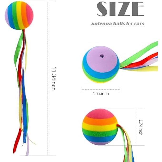 rayihni Rainbow Antenna Balls for Cars Antenna Topper,Fashion Car Accessories of Car Antenna Toppers for Vehicles,Personalized Car Antenna Decoration Car Exterior Accessories - Image 3