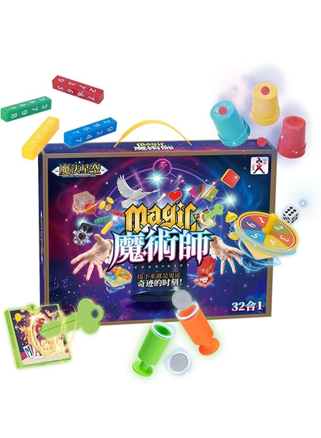 Beauenty Magic Tricks Kit, 32 in 1 Magic Set for Kids Age 6 7 8 9 10 11 12, Magician Costume for Pretend Play & Step-by-Step Video Instruction for Beginners, Christmas Halloween Birthday Gifts for Kids - Image 1