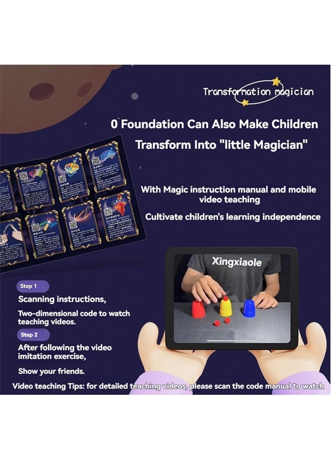 Beauenty Magic Tricks Kit, 32 in 1 Magic Set for Kids Age 6 7 8 9 10 11 12, Magician Costume for Pretend Play & Step-by-Step Video Instruction for Beginners, Christmas Halloween Birthday Gifts for Kids - Image 4