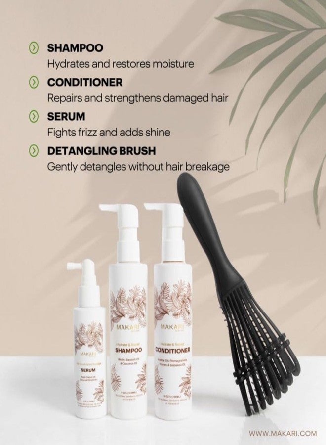 Makari Hair Care Set with Shampoo, Conditioner, Serum & Hair Brush | Nourishes Scalp, Strengthens Strands, Fights Dryness & Adds Shine | For All Types - Image 4