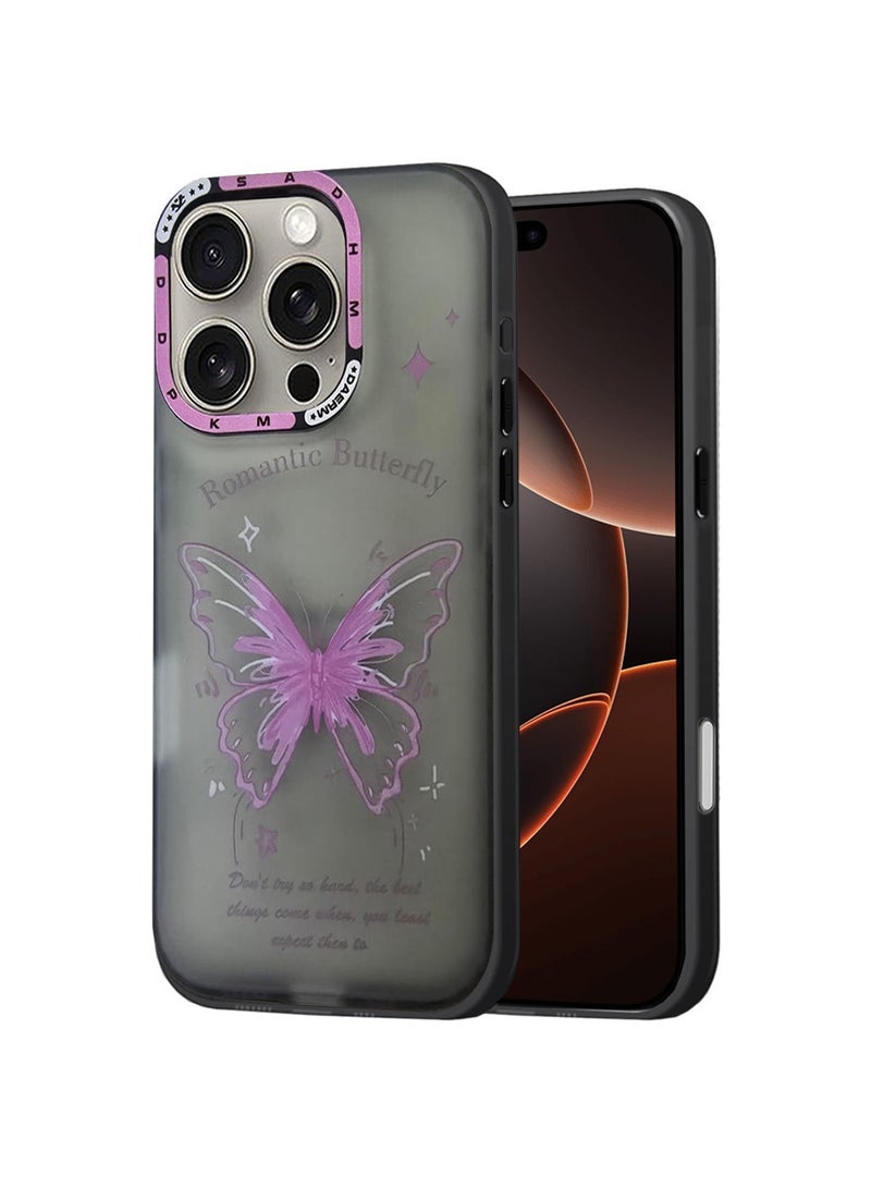 Techie غطاء خلفي رومانسي جمالي على شكل فراشة مع واقي عدسة كاميرا مرتفع لآيفون 16 برو - Image 1
