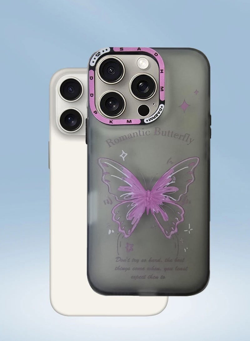 Techie غطاء خلفي رومانسي جمالي على شكل فراشة مع واقي عدسة كاميرا مرتفع لآيفون 16 برو - Image 2