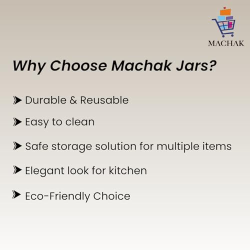 MACHAK Round Glass Jar With Airtight Lid For Kitchen Storage | Glass Food Storage Jars | Grocery Kitchen Container Set | glass storage containers with lid | Black, 200ml (4 Pieces) - Image 4