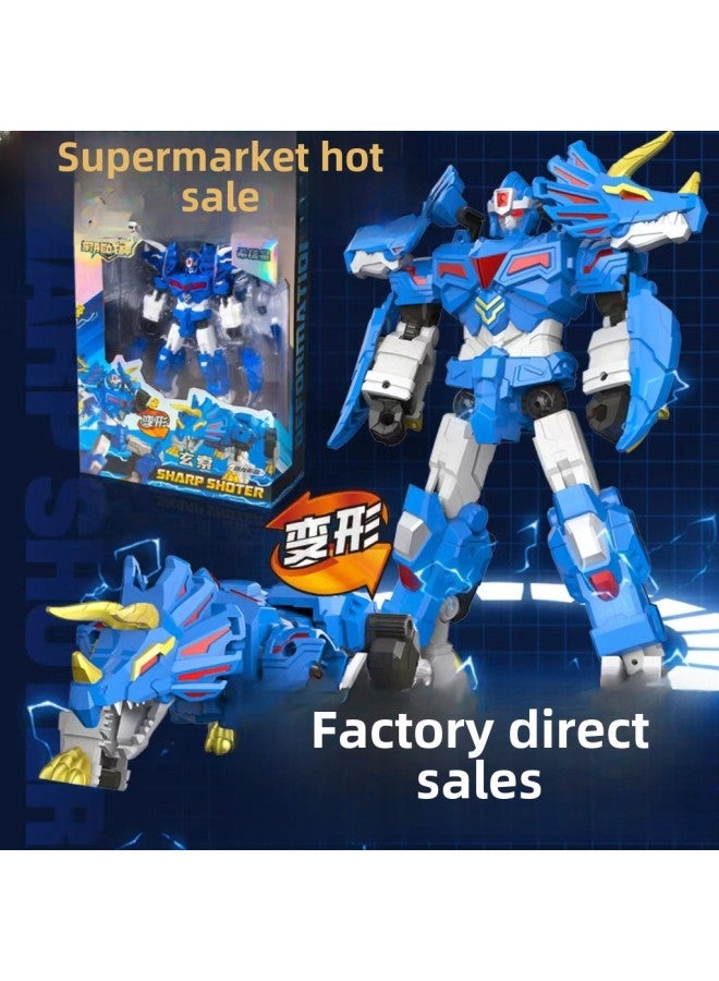 Haolong Warlord Deformation Robot Diamond Model Hand-made Mecha Jurassic Dinosaur Children Boy Toy Wholesale-Color:【6106-1 Luxury Car God Of War】 Night Wind Blue - Image 2