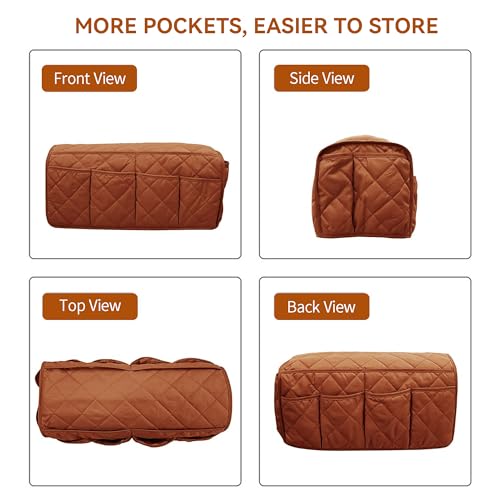 MEHIDFY Armchair Caddy, Waterproof Sofa Armrest Organizer, Non Slip Recliner Organizer, Remote Holder for Recline, Recliner Caddy with 14 Pockets Storage for TV Remote, Phone, Magazine (Brownish Red) - Image 5