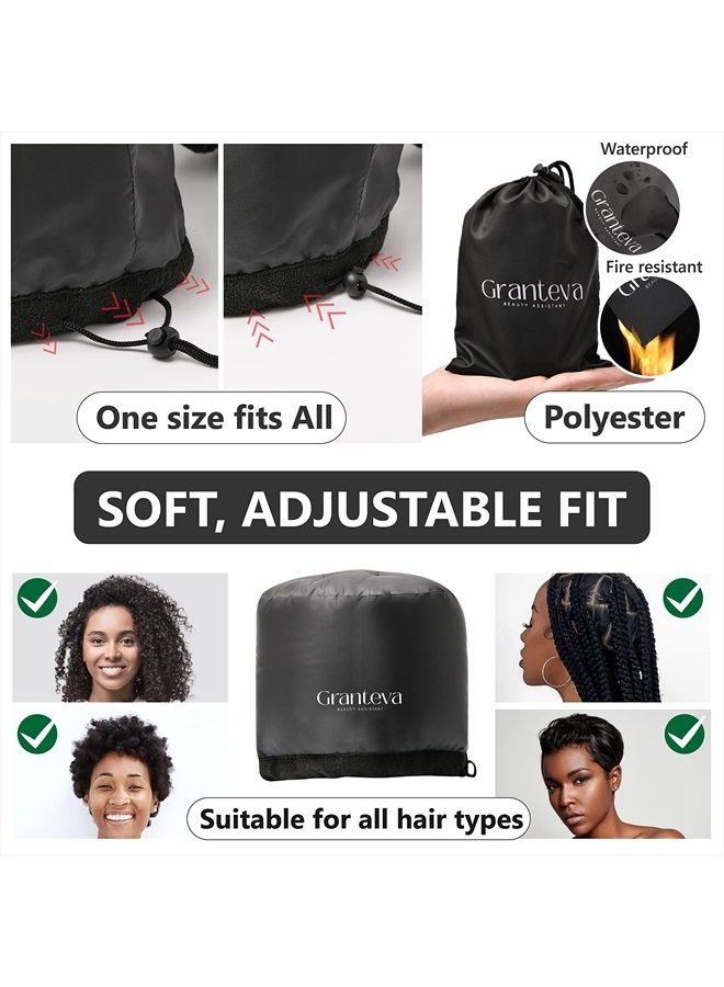 Granteva Hair Dryer Bonnet w/A Headband Integrated That Reduces Heat Around Ears & Neck - Hair Dryer Hooded Diffuser Cap for Curly, Speeds Up Drying Time, Safety Deep Conditioning At Home - Portable, Large - Image 4