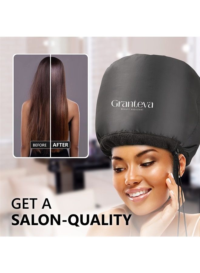 Granteva Hair Dryer Bonnet w/A Headband Integrated That Reduces Heat Around Ears & Neck - Hair Dryer Hooded Diffuser Cap for Curly, Speeds Up Drying Time, Safety Deep Conditioning At Home - Portable, Large - Image 5