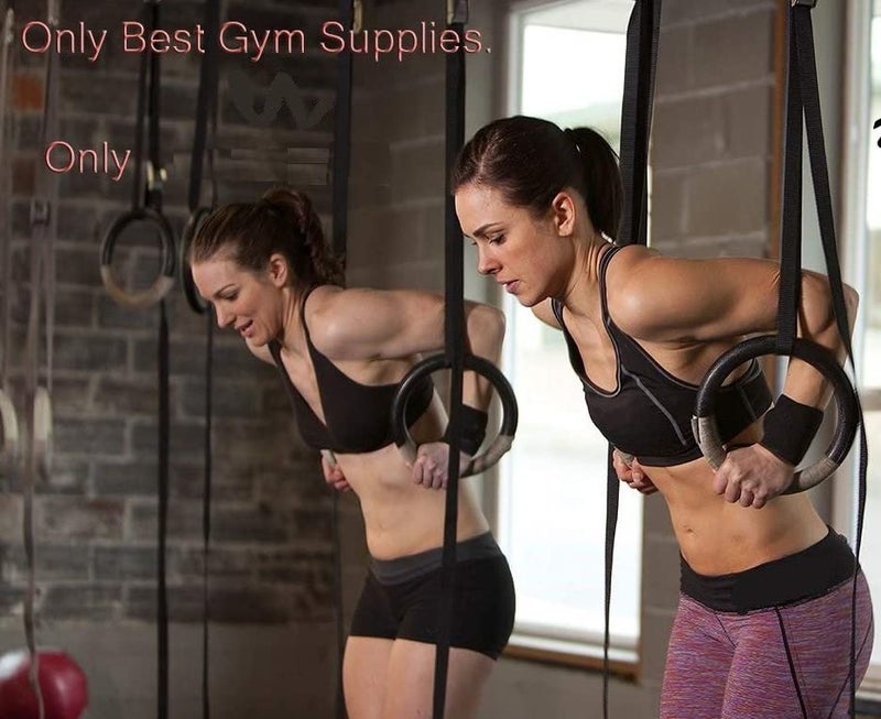 Techhark خواتم الجمباز ABS للتدريب الوظيفي في اللياقة البدنية عبر كروس للتدريب في المنزل - تمرين كامل للجسم (خواتم سوداء فقط) - Image 5
