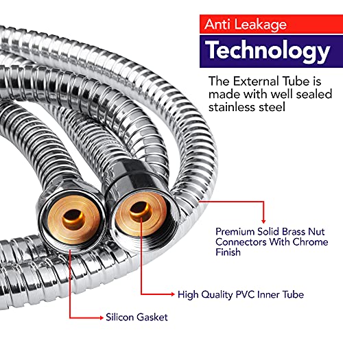 Spiraalz Stainless Steel Shower Hose 1.75m - Premium Quality, Rustproof, Leakproof, Anti-Kink, Universal Fitting, Silver - Image 3