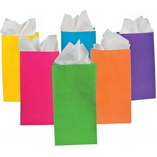 Unique Party Neon Assorted Paper Party Bags (10 Pieces) - Vibrant Colors, Premium Quality Bags, Perfect for Gifts, Goodies, Birthdays, Weddings & Events - Image 4