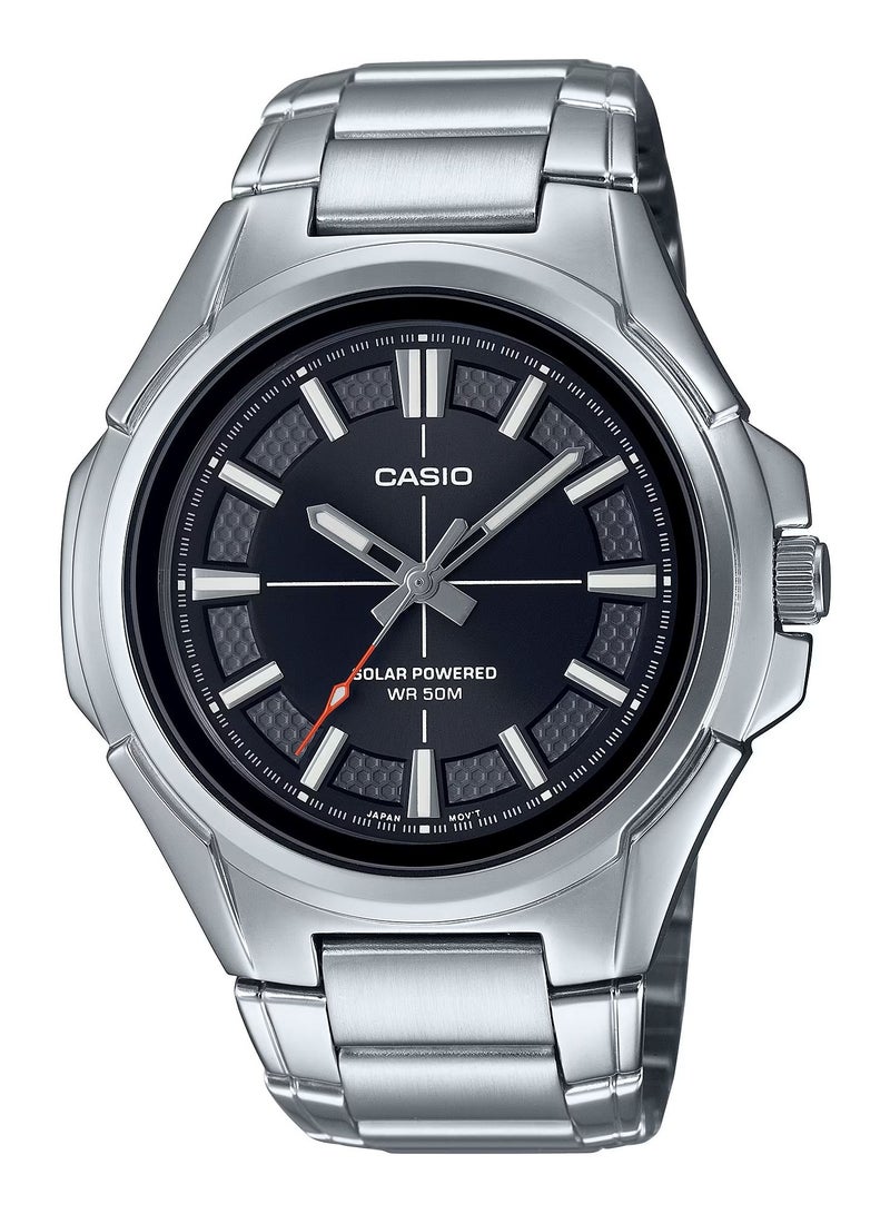 CASIO Analog Solar Black Dial Stainless Steel Men's Watch MTP-RS100D-1AV - Image 1