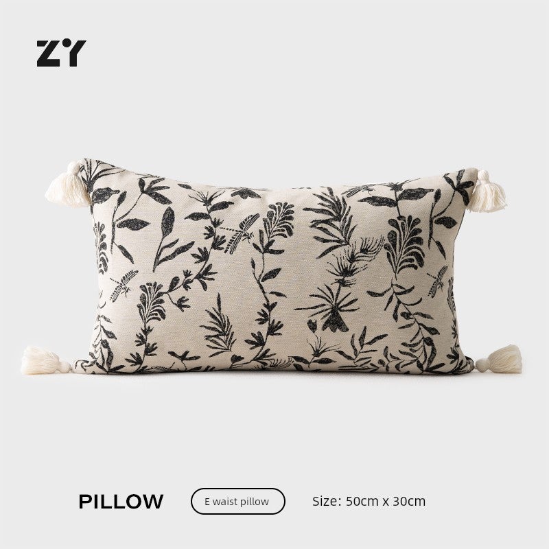To Joy [Medieval Style] Retro Black and White Pillow Living Room Sofa Pillow Homestay Bedroom Backrest Waist Pillowcase - Image 5