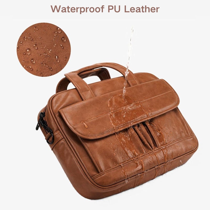 Taygeer Leather Laptop Bag for Men Women, Premium Laptop Briefcase Fits Up to 15.6 Inch Notebook, Waterproof Portable Shoulder Messenger Crossbody Bag Carry On Case for Travel Business Office, Brown - Image 5
