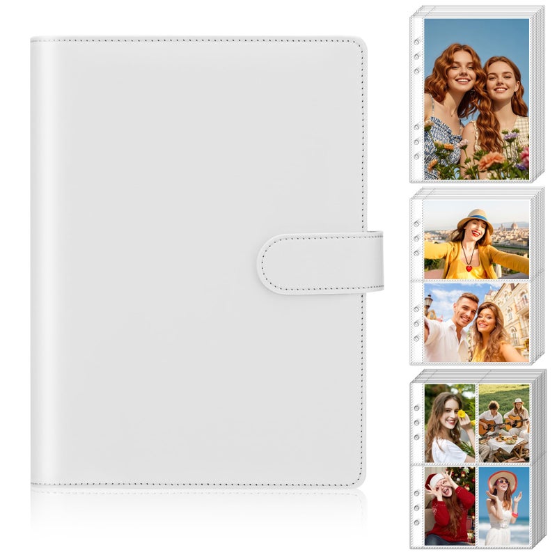 Antner A5 Kpop Photocard Binder 6-Ring Card Collector Album with 40 Pack Card Sleeves, PU Leather Photocard Holder Book with Multi-Size Photo Protectors for Organizing Trading Cards, White A5 Binder - Image 1