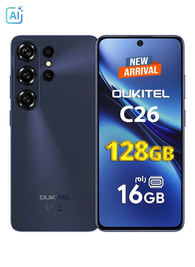 أوكيتل جوال C26 ثنائي الشريحة سعة 128 جيجابايت رام 4+12 جيجابايت لون ازرق يدعم تقنية 4G LTE - إصدار الشرق الأوسط - Image 1