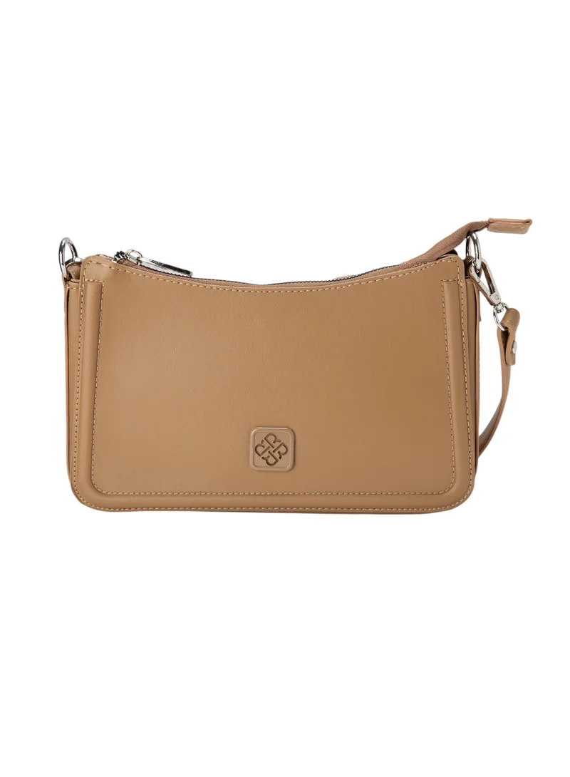 Bata Textured Sling Bag Beige
