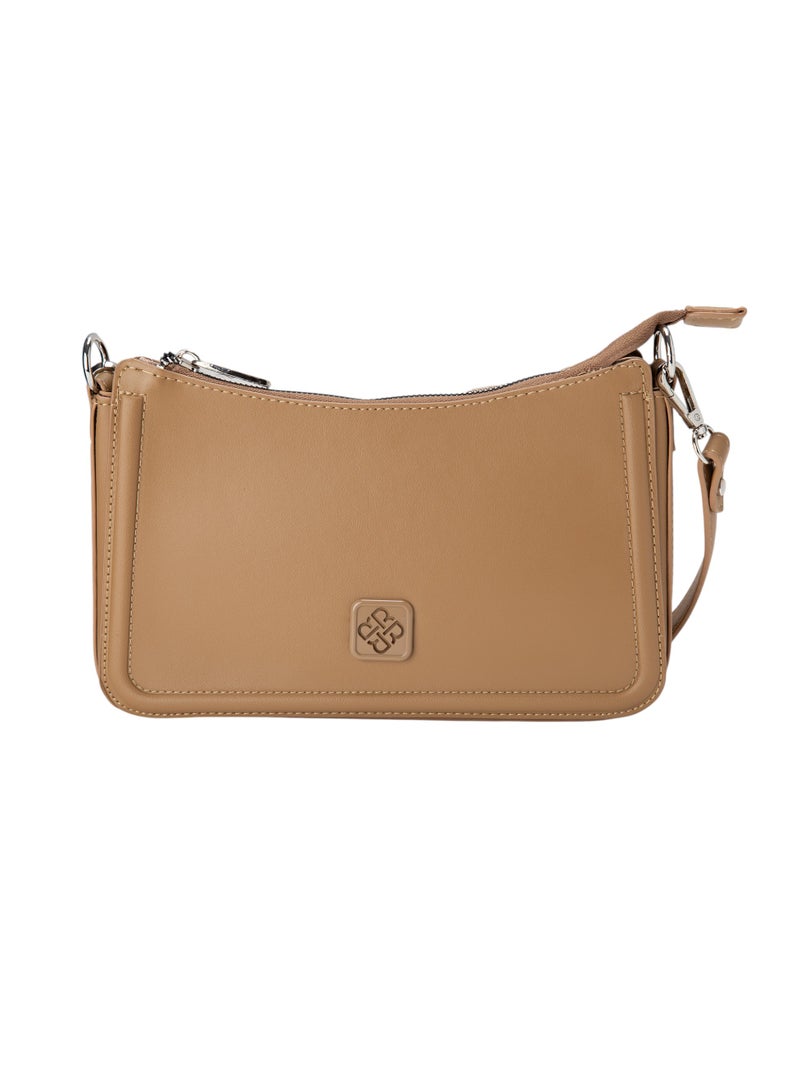 Bata Textured Sling Bag Beige - Image 1