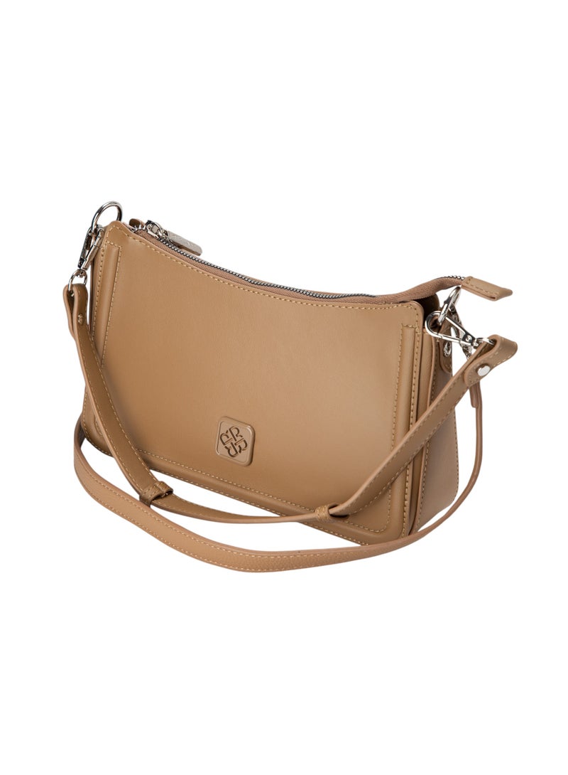 Bata Textured Sling Bag Beige - Image 3